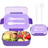 NONE Bento Lunch Box 1300 ml - Hermético e privo di BPA, con 4 scomparti, cucchiaio e forchetta, adesivi - Adatto al microonde e alla lavastoviglie - Ideale per bambini e adulti