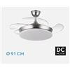 FABRILAMP Ventilatore DC Tridente MINI 59 W Argento 4 Pale Richiudibili 40/91 cm 6980 lm DIMMERABILE Telecomando + Timer + Memoria 3000-4000-6000 K Incluso Telecomandi e Aste da 12,5 e 20 cm Colore