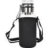 NONE Bottiglia in vetro borosilicato da 1 litro con custodia in neoprene - Riutilizzabile, senza BPA - Per palestra, ufficio, scuola, acqua e bevande sportive