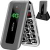 artfone F30 Telefono Cellulare 4G Sbloccato per Anziani, Telefono a Conchiglia con Tasti Grandi, Pulsante SOS, Schermo da 2,4 Pollici, Stazione di Ricarica, Batteria da 1300mAh, Funzione Promemoria
