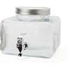 NONE Dispenser per Bevande in Vetro con Rubinetto e Coperchio in Metallo - Design Trasparente a Righe - 3,5L / 5,5L / 7,5L