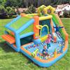 NONE Castello Gonfiabile per Bambini, Parco Acquatico, Ventilatore, Scivolo, Canestro da Basket, Cucina Giocattolo, Tessuto Oxford, Attrezzatura per Giochi all'Aperto