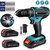 bromose Trapano Avvitatore a Percussione a Batteria 21V con Funzione Impatto, Martello Rotante 4000 giri/min, Set Cacciavite Elettrico con 2 Batterie