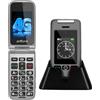 Artfone G6 Telefono Cellulare per Anziani 4G Sbloccato a Conchiglia - Doppio Display 2,4"+1,8", Tasto SOS, Batteria 1300mAh, Torcia LED