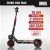 ZWHEEL Monopattino Elettrico ZWHEEL ZRino Duo Max con Doppio Motore da 2*1000W, Batteria da 20mAh 48V, Pneumatici Tubeless da 10 Pollici per Fuoristrada, Autonomia di 70Km, Doppia Sospensione, Certificazione