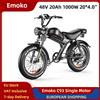 EMOKO Bicicletta Elettrica Emoko C93 Monomotore 1000W 48V 20Ah, E-bike Fuoristrada 20*4.0", Stile Moped con Freno a Disco Idraulico, 50km/h, Nera