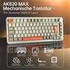 Ajazz Tastiera meccanica da gaming AJAZZ AK820, layout tedesco ISO-DE QWERTZ, con manopola volume hot-swappable, regalo per le feste