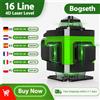 Bogseth Livella Laser 4D 16 Linee 4x360° Autolivellante Raggio Verde Laser a Linee Incrociate con Telecomando 2 Batterie Kit Treppiede IP54 Strumento per Costruzione Pareti Pavimento Soffitto