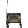 NONE Carrello da Giardino Pieghevole Resistente, Verde Militare, con Ruote per Ogni Terreno e Manico Regolabile, Carrello Portatile per Sport, Campeggio e Trasporto Quotidiano
