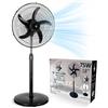 JUJU Artree | Potente Ventilatore da Terra da 75W, 3 Velocità Regolabili, Silenzioso, Oscillante, Altezza Regolabile, Base Rinforzata. Ventilatore per casa, camera da letto, ufficio. Nero