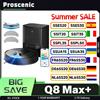 Proscenic Q8 Max+ Robot Aspirapolvere e Lavapavimenti, Aspirazione 8000Pa, Sacco Polvere 3L, Autonomia 200min, Batteria 3200mAh, Svuotamento Automatico 60 Giorni, LDS