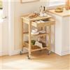 SoBuy FKW135-N Carrello da cucina in bambù carbonizzato Carrello da portata in legno con rotelle Antibatterico Resistente all'umidità Anti-odore Ideale per cucina, sala da pranzo e uso domestico 58 ×