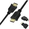 NONE Cavo HDMI UNICO HD9682 da 1,5 m Maschio a Maschio + Adattatori Mini HDMI e Micro HDMI OD6.0mm Cavo HDTV ad Alta Velocità Nero Certificato RoHS CE