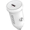 UNICO Caricabatterie da Auto USB-C 20W PD Ricarica Rapida Compatto Mini Caricatore per Telefono Singola Porta Type-C Bianco Certificato CE RoHS