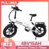 NONE PULUMA BE FM2.0 Bicicletta Elettrica Pieghevole, Motore 500W Batteria 48V15Ah, Velocità Massima 40km/h, Pneumatici Fat 20x4.0", Freno a Disco Idraulico, Cambio a 7 Velocità, Autonomia Fino a 100km per