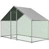 NONE Recinto per Piccoli Animali in Metallo 3x1.5x2m, con Telo Impermeabile in PE e Chiusura di Sicurezza, Ampio Recinto Esterno per Polli, Conigli e Animali Domestici