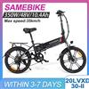 Samebike Bicicletta Elettrica Pieghevole 20 Pollici 48V 20LVXD30-II, Motore Posteriore Brushless 350W, Batteria Rimovibile 10.4Ah, Freni a Disco, Display LCD, Bici Elettrica da Città