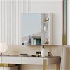 NONE Armadietto a specchio da parete 55×56 cm, con porta a specchio HD di sicurezza, organizer per riporre oggetti in bagno e stanza trucco, bianco