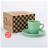 Fire King Rare Fire King Dritto Tazza e Piattino Jade-Ite Verde Latte Vetro 2023 Da Japan