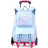 Tanou Zaino Scuola Trolley, Leggeri Zaini con Ruote per Bambina, Bambini Zainetto con Rotelle Scuola Elementare, 16 Pollici, Stella Blu