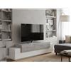 Dmora - Mobile porta TV Teo, Credenza bassa da soggiorno, Base porta televisione, 100% Made in Italy, cm 200x45h52, Bianco lucido e Cemento