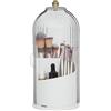 VacFreKep Porta pennelli da trucco con coperchio, girevole a 360°, trasparente, antipolvere, porta pennelli da trucco per tavolo da toeletta, bagno, bancone (Bianco)
