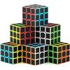 ROXENDA Speed Cube Set, 6 Pack cubetti Party Set Smooth Fast Cube Toy for Party Favor, Party Bags Fillers for Kids as gift [6 Pack] (Carbon Fiber)
