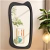AAZZKANG Specchio da parete irregolare con cornice in legno nero, grande, 80 x 50 cm, moderno, asimmetrico, da appendere, per bagno, camera da letto, soggiorno, ingresso, decorazione per la casa