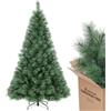 SALCAR Albero di Natale artificiale, 210 cm, abete in pino (diametro circa 122 cm) con supporto in metallo, sistema pieghevole a montaggio rapido, albero di Natale da 2,1 m, per interni, montaggio