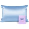 OLESILK 100% Mulbery Silk Pillowcase with Hidden Zipper for Hair And Skin, Both Sides 16mm Charmeuse Gift Box 1pc - Light Blue, 40x60cm