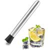 Canvas Trend pestello per cocktail in acciaio inox, 30 cm, multifunzione, color argento, con testa scanalata, professionale per la preparazione di cocktail, frantumazione di frutta, pestaggio, mojito