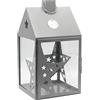 Dekovita 38cm metallo Lanterna Stelle Casa Luce - Lanterna da giardino con Finestre di Vetro - Lampada Deco