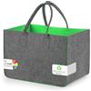 Sinand Cestino Della Spesa, Borsa Della Spesa Con Manico, Robusta/Ben Fatta/Pieghevole La Borsa Di Feltro Di Stoccaggio Per Gite All'aperto, Picnic, Shopping (Grigio - Verde Brillante)