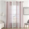 MIULEE Tende in voile a righe bianche e rosa scuro, per interni con occhielli, belle tende in voile per finestre, camera da letto, confezione da 2 tende trasparenti per soggiorno, altezza 280 cm