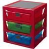 Room Copenhagen Cassettiera LEGO a 3 cassetti, rosso