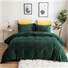 Lanqinglv Biancheria da letto invernale in flanella, 220 x 240 cm, verde scuro, verde, morbido velluto, in flanella, tinta unita, copripiumino con chiusura lampo e 2 federe 80 x 80 cm