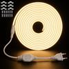 Sunshine smile Striscia LED COB da 1 m, collegamento diretto da 220 V con spina europea, luce bianca calda 3000 K, ad alta densità, flessibile, impermeabile, per camera da letto, armadio, casa