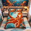 Loussiesd Set di biancheria da letto in marmo con polpo per bambini, ragazzi, ragazze, oceano Kraken, copripiumino con tentacoli di polpo e copriletto, stile hipster, 2 pezzi, per letto singolo