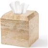 WORHE Copertura per scatola di fazzoletti Italia in pietra di travertino naturale resistente quadrato porta carta igienica facciale per bagno soggiorno camera da letto comò cucina minimalista ufficio