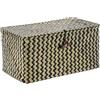OLegei Cesto portaoggetti in vimini con coperchio cestino per scaffale scatola portaoggetti organizzatore da tavolo (31 x 18 x 15 cm) nero