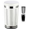 MSV Cesto portabiancheria 46L con Coperchio per Cuscino Inox Bianco