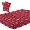YEPINS Set lenzuola con angoli in microfibra con tasche profonde (senza lenzuolo sopra), rosso e bianco, motivo fiocchi di neve per il periodo natalizio, 3 pezzi (1 lenzuolo con angoli e 2 federe