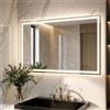 Clevich Specchio Bagno con Luce LED 100x60 cm, Specchio da Parete Rettangolare in Vetro Temperato Antiappannamento, 3 Colori di Luce e Dimmerabile con Interruttore Touch