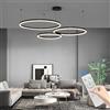 Mikeru Lampadario A Led Grande Per Soggiorno, 3 Nero Cerchi (Ø 20/40/60Cm) - 120w, Per Hotel/Ingresso 3000k-6000k Dimmerabile, Luminosità Regolabile Dal 10% -100% Con Funzione Di Memoria