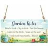 the sticker studio ltd Garden Rules - Targa in metallo con citazione rilassante, decorazione per esterni, resistente alle intemperie, da giardino, leggere un libro, sorseggiare un drink, cpt43