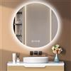 PESENXAN Specchio rotondo con illuminazione 60 cm, specchio LED bagno con luce, orologio, antiappannamento, 3 colori di luce, dimmerabile, interruttore touch, funzione di memoria, rotondo