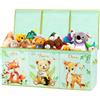 decalsweet Scatola di Giocattoli Extra Large con Coperchio Ribalta per Bambini, Contenitore Porta Giochi Pieghevole Oxford, Baule Portagiochi Impermeabile Robusto per Ragazze Ragazzi, 96×32×40cm (Tre Animali)