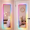 LVSOMT Specchio da porta con RGB illuminazione, 120×40cm Specchio da parete lungo, LED Specchio figura intera, Specchios da muro moderno, Specchi appeso sopra la porta, Specchi Camera da letto