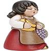 THUN - Statuina Presepe Donna con Frutta - Decorazioni Natale Casa - Linea Presepe Classico, Variante Rossa - Ceramica - 8 h cm