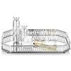 Nuptio Vassoio Decorativo Decorato Specchio Metallo, Portacandele Rettangolo Argento, Vassoio per Cupcake con Serpente per Matrimoni, Vassoio Portaoggetti Tavolo, Piatto Multifunzionale